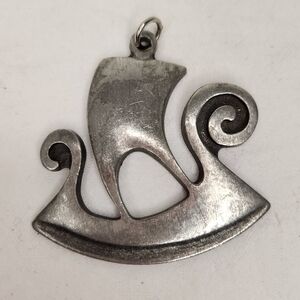 70s Pewter Viking Ship Pendant